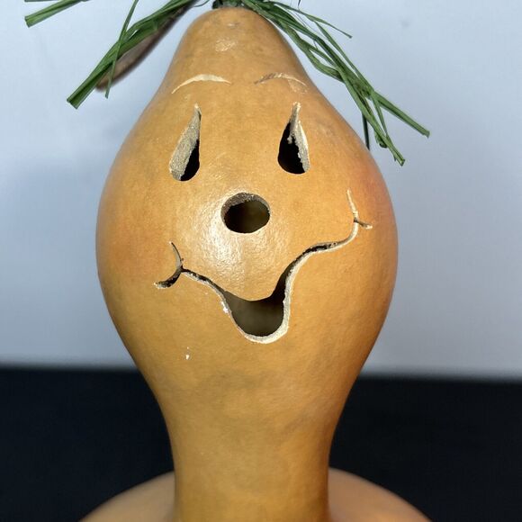 Halloween Gourd Hand Carved Ghost Jack-o-Latern Light - Picture 15 of 16